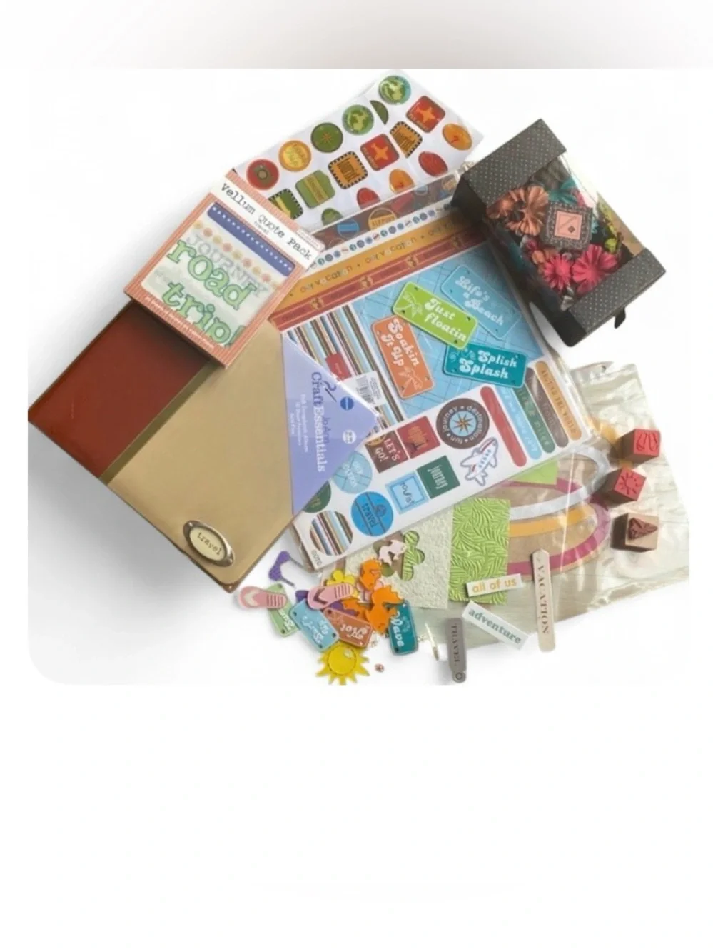 Travel Scrapbook Kit Bundle 8x8 Album Junk Journal Craft Supplies Lot NWT